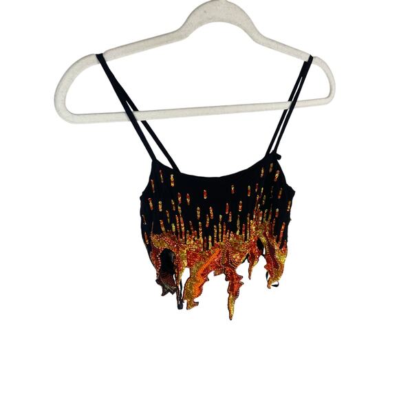 Giuseppe di Morabito Sequin Fire Flames Crop Top Party Edgy Made in Italy Sz 2 - Picture 4 of 9